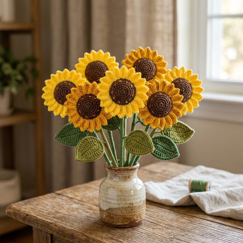 Crochet sunflowers